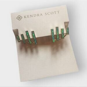 Kendra Scott Dawson Earrings Aqua Kyocera Opal Ear Climber‎ Gold Pl Pierced